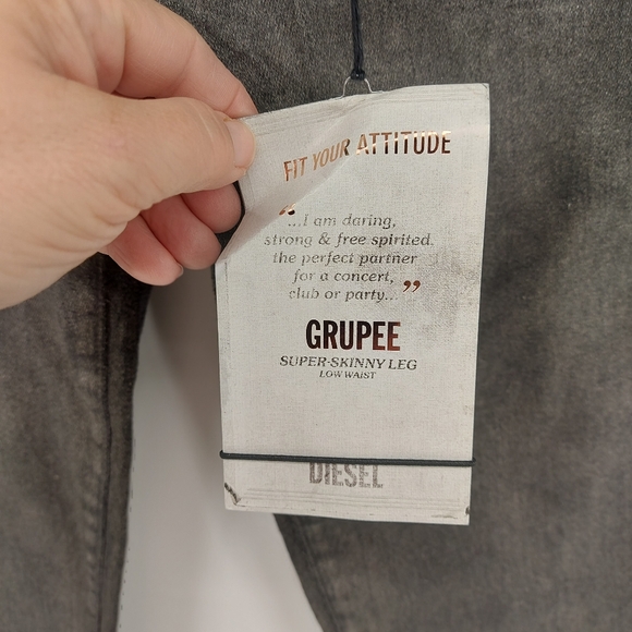Diesel Diesel Womens Grupee-ne Super Slim Skinny Jean Gray Silver Size 24 - Picture 4 of 12